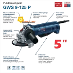 Minipulidora 5P Bosch GWS 9-125 P, 06013965G2, tec data