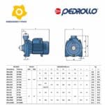 Electrobomba Centrifuga Alto caudal HF Pedrollo Dimensiones