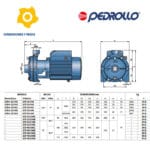 Electrobomba Centrifuga doble impul 2CP Dimensiones