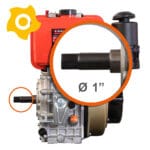 Motor Kama 10HP 1000 x1000 PX Detalle Eje Rosca Cuña 1Pulg