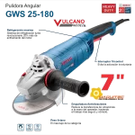Pulidora 7P Bosch GWS 25-180 Vulcano, 06018F30G1, Tec Data