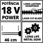 Cortasetos inalambrico Einhell 460 mm, GE-CH 1846 Li. 3410642, prestacioneswebp