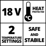 Pistola de Calor inalambrica Einhell 200 l - min TE-HA 18 Li, 4520500, Prestaciones