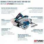 Sierra Circular Inalambrica Bosch 5pulg GKS 18V-68 GC,06016B51E0, ventajas