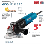 Minipulidora Bosch 5P GWS 17-125 PS, 06017D13G0, tec data