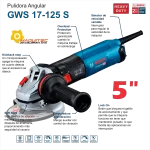 Minipulidora Bosch 5P GWS 17-125 S, 06017D03G0, tec data