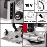 Enrutador de Clavija Plano Inalambrico Einhell 18V TE-BJ 18 Li, detalle accesorios 002