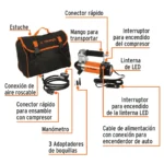 Compresor de Aire con Linterna Truper 150 PSI - 12V, 19999, especificaciones