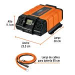 Inversor de Corriente Truper 1.500W - 150A, 10492, dimensiones