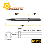 Cincel Punta Aguda encastre HEX 1-QP x 6P x 18P Autoafilable MP3 Dimensiones