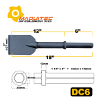 Cincel Punta Pala 120mm encastre HEX 1-QP x 6P x 13P DC6 Dimensiones