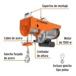 Polipasto Diferencial Electrico Truper Guaya 800Kg 1350W 16847 caracteristicas