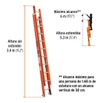 Escalera de Extension Fibra de Vidrio Truper Tipo II 20E 175Kg maximos