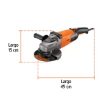 Pulidora Angular Truper 7pulg 2200W 14012 dimensiones