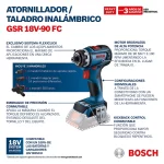 Taladro Atornillador Inalambrico Bosch 0.5pulg 18V GSR 18V-90 FC FlexiClick Brushless, Detalles 06019K62E0