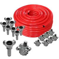 Manguera Neumática Roja 435PSI Ø3/4" KIT 50mt + Acoples + Abrazaderas