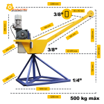 Pluma Grua Maquitec 500kg Tipo Malacate Motorreductor 3.0hp 220-440v 3f sub-bajada P500MFM-1 Ficha tecnica