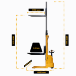 Estibador de Altura Electrico 1500kg 3.5mt Red Lift KAF15-35 Dimensiones