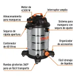Aspiradora en Seco y Humedo 4500w 52lt Truper 101525 vista prt
