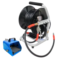 Carrete Manguera Industrial + Manguera Alta Presión 1/4" x30mt 3600psi + Kit Boquillas Danau