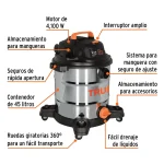 Aspiradora en Seco y Humedo 4100w 34lt Truper 101524 vista part