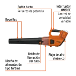 Soplador Inalambrico 22000rpm 40v Brushelss Truper Pro vista part