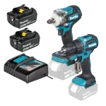 Llave-de-Impacto-Inalambrica-+ taladro Makita-12-330Nm-18V-LXT-Brushless-DTW301Z-cargador-2-bat