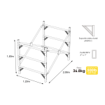 Andamio Dielectrico Fibra de Vidrio 227kg Red Lift x Secciones vista pdimensiones