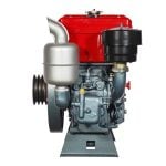 Motor Diésel Toyama 16.5hp 2200rpm TDWE18R-XP - vista posterior con escape y polea