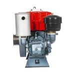 Motor Diésel Toyama 24hp 2200rpm TDWE22-XP - vista posterior con escape y polea