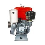Motor Diésel Toyama 24hp 2200rpm TDWE22RE-XP - vista posterior con escape y polea