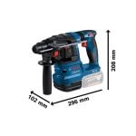 Rotomartillo Inalámbrico 1.9J 18V Bosch SDS Plus Brushless GBH 185-LI + 2 Baterías + 1 Cargador dimensiones